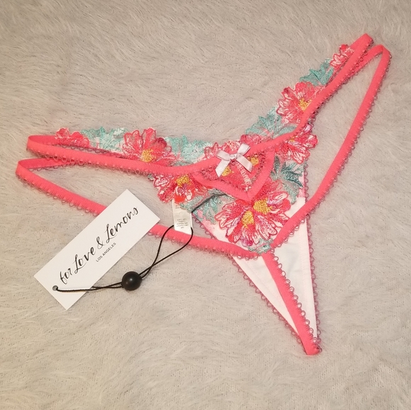 For Love and Lemons Neon Poppy Lace Thong - Picture 7 of 8